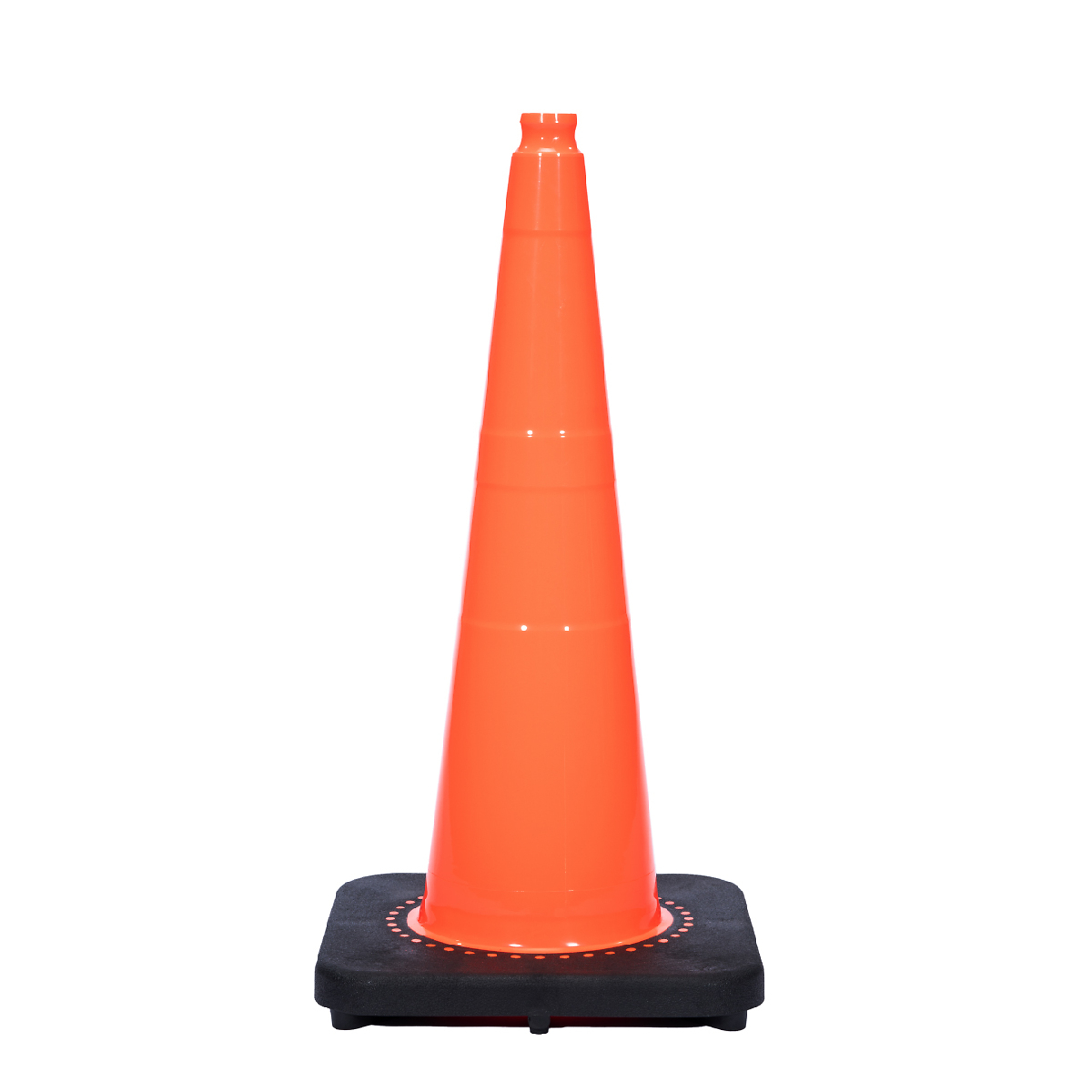 JBC REVOLUTION SERIES 28" Slim Body 10 lb.  Orange Traffic Cone With Black Base, Plain No Reflective, Model # RS70045S
